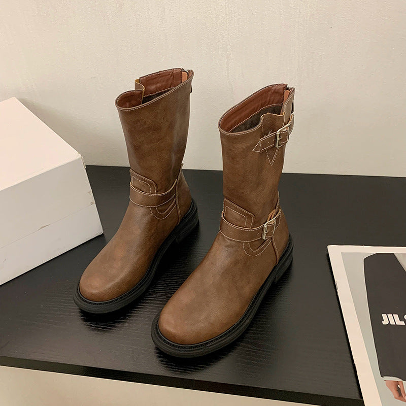 Botas western para mujer de caña media con hebillas - Miriam