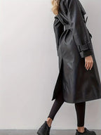 Gabardina de cuero con cinturón - Hayle