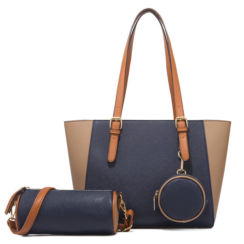 Bolsa tote femenina elegante con diseño bicolor