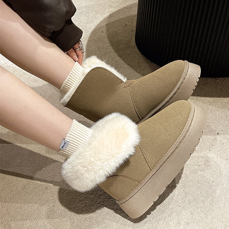 Botines para mujer estilo invernal con borde afelpado - Saivelle
