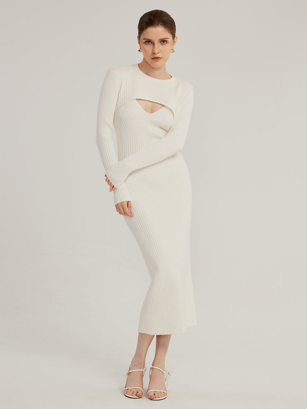 Gaia - Vestido de Punto con Escote Estilizado