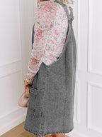 Ariane - Vestido peto vaquero con tirantes anchos y botones