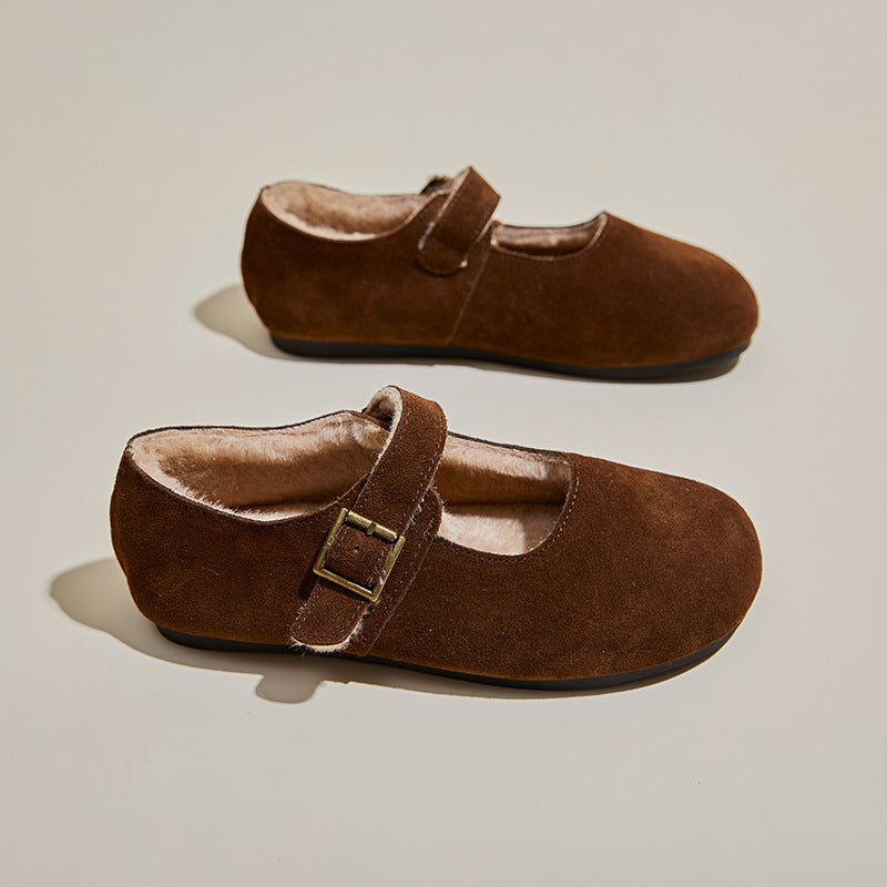 Zapatos planos para mujer efecto ante con forro cálido - Alviera
