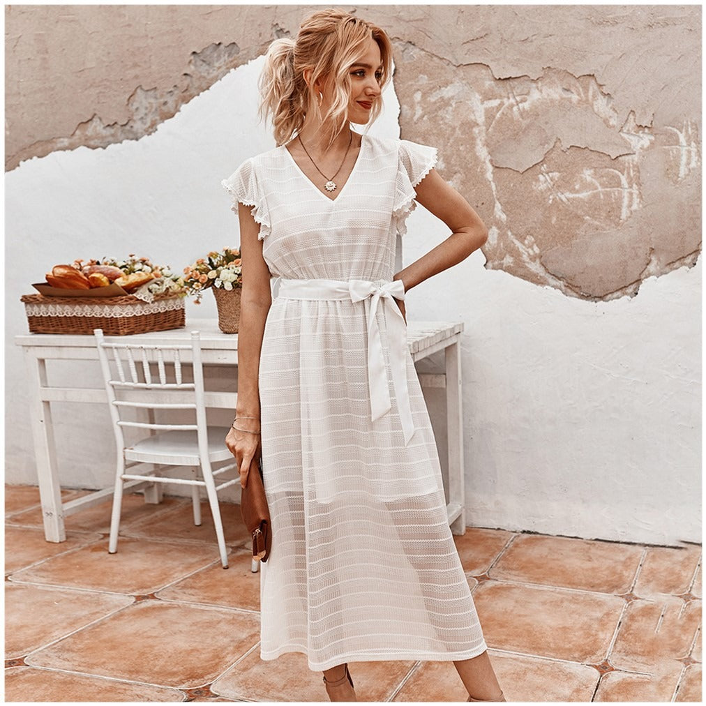 Vestido midi para mujer con gasa texturizada estilo romántico - Juliette