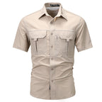 Camisa manga corta hombre poliéster técnico estilo utilitario - Mateo