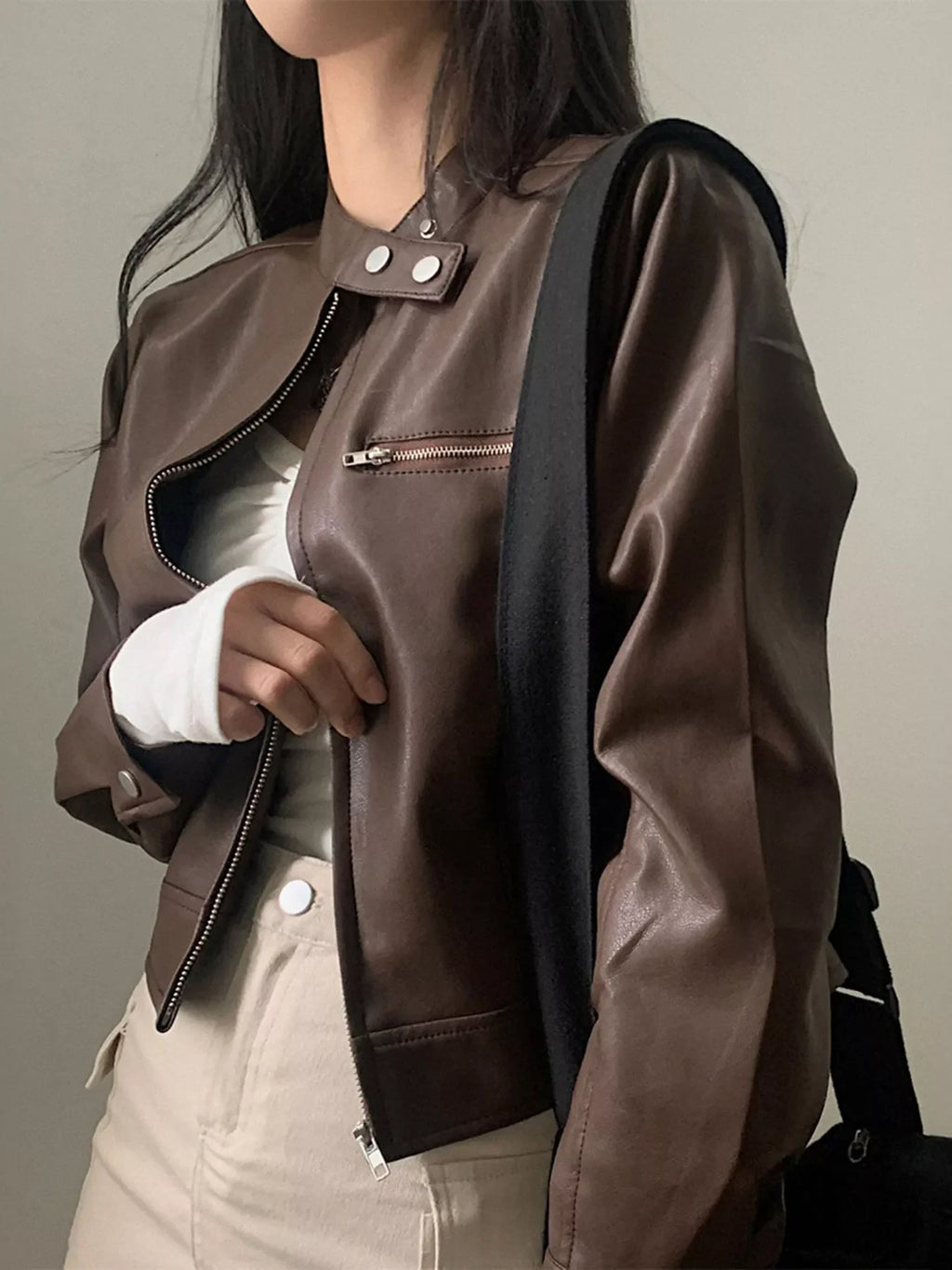 Chaqueta corta de piel para mujer - Liorane