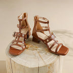 Sandalias vintage con tacón alto y puntera cuadrada - Zura