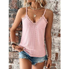 Susan - Camisa de mujer con cuello en V y encaje