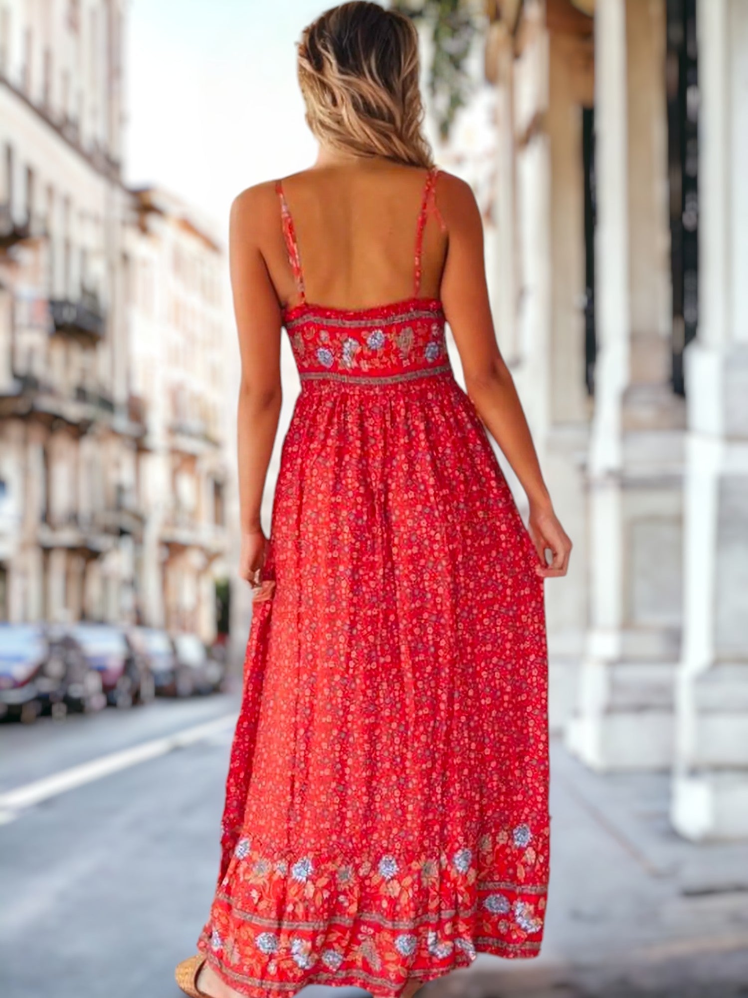 Nyra - Vestido de verano bohemio con cuello en V