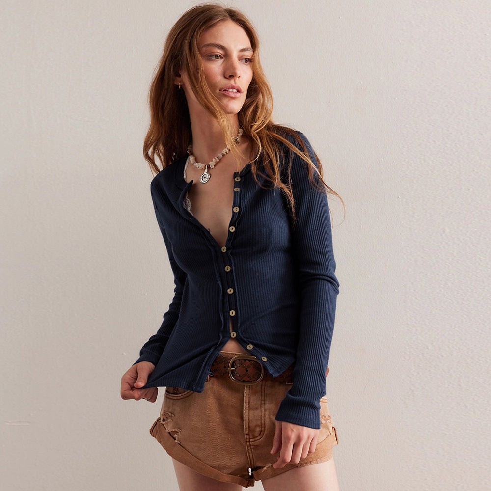 Cardigan para mujer efecto canalé con botones - Seliane