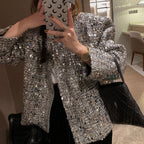 Tella - Blazer de lentejuelas de moda para mujer con efecto brillante