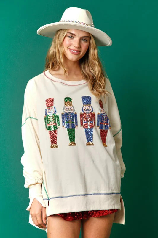 Jersey de lentejuelas para mujer con motivos festivos - Bellota