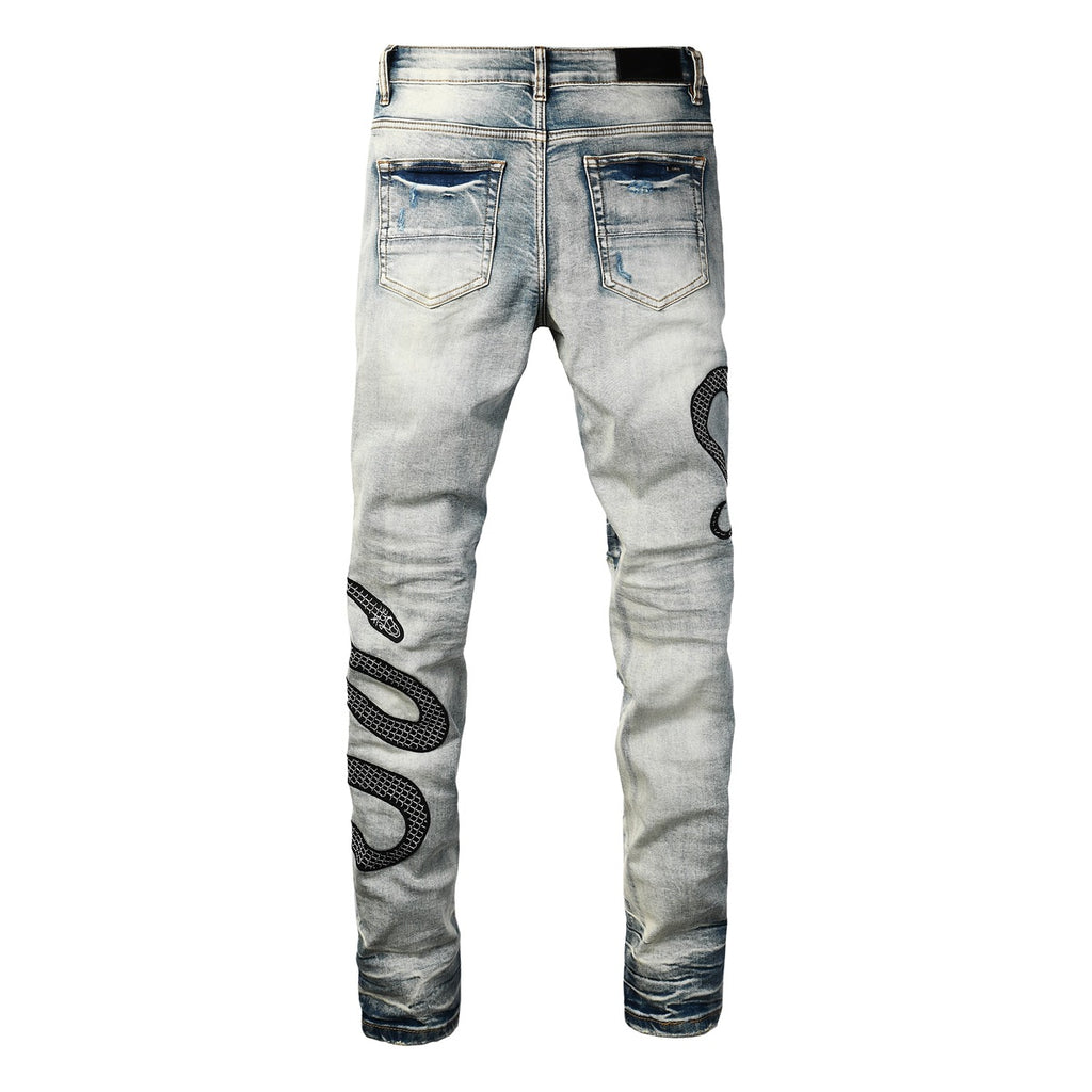 Pantalones vaqueros slim con estampado serpiente - Eldric