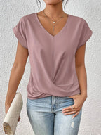 Leslie - Camiseta casual de manga corta para mujer