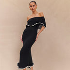 Vestido largo para mujer de escote bardot con volantes estilo sirena - Camila