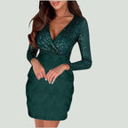 Carmel - Vestido de lentejuelas con escote en V