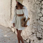 Analia - Conjunto de top y falda boho-chic
