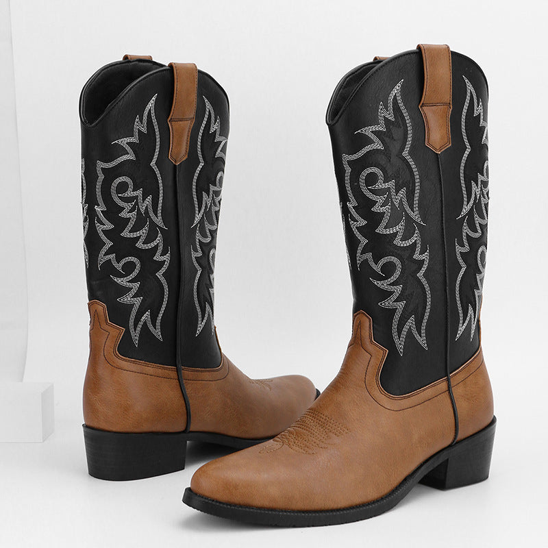 Botas altas bordadas para hombre estilo retro - Kervon