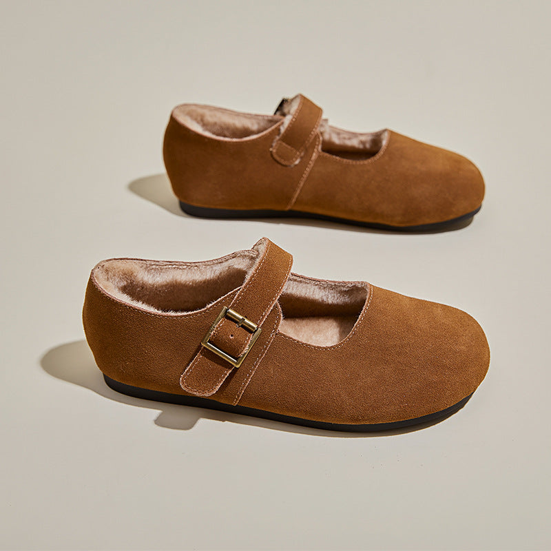 Zapatos planos para mujer efecto ante con forro cálido - Alviera