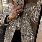 Tella - Blazer de lentejuelas de moda para mujer con efecto brillante