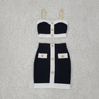 Vestido mini para mujer con tejido estructurado botones decorativos - Valeria