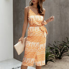 Vestido midi mujer estampado animal corte cruzado - Eliana