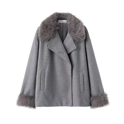 Abrigo tipo capa de lana con cuello envolvente para mujer - Potter