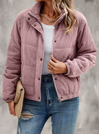 Chaqueta corta acolchada cuello alto para mujer textura acanalada - Svala