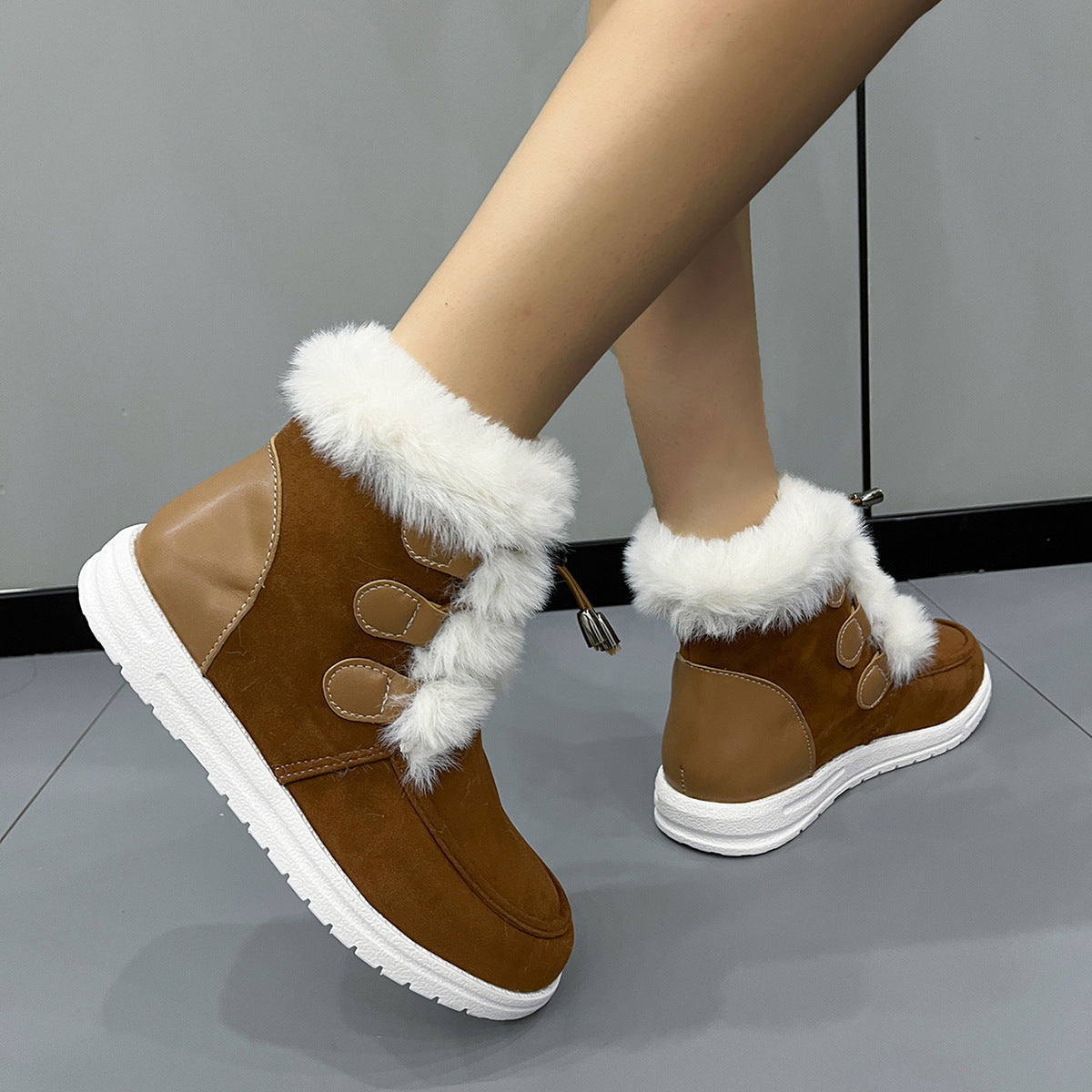 Botines para mujer estilo invernal con acabado afelpado - Yseline