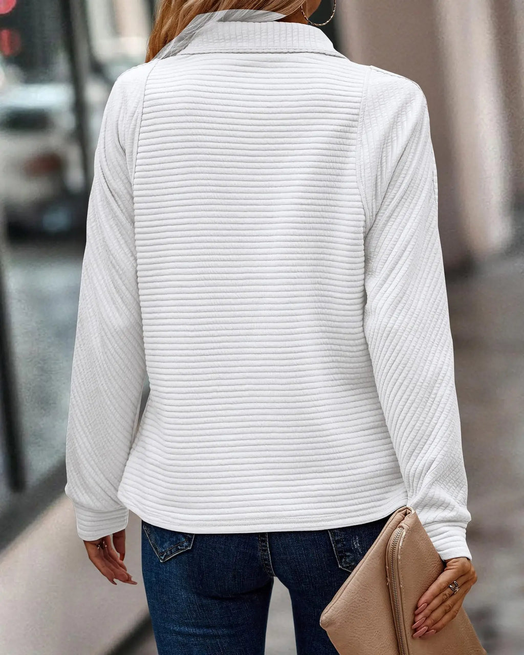 Elise - Elegante jersey con cuello de pico para mujer