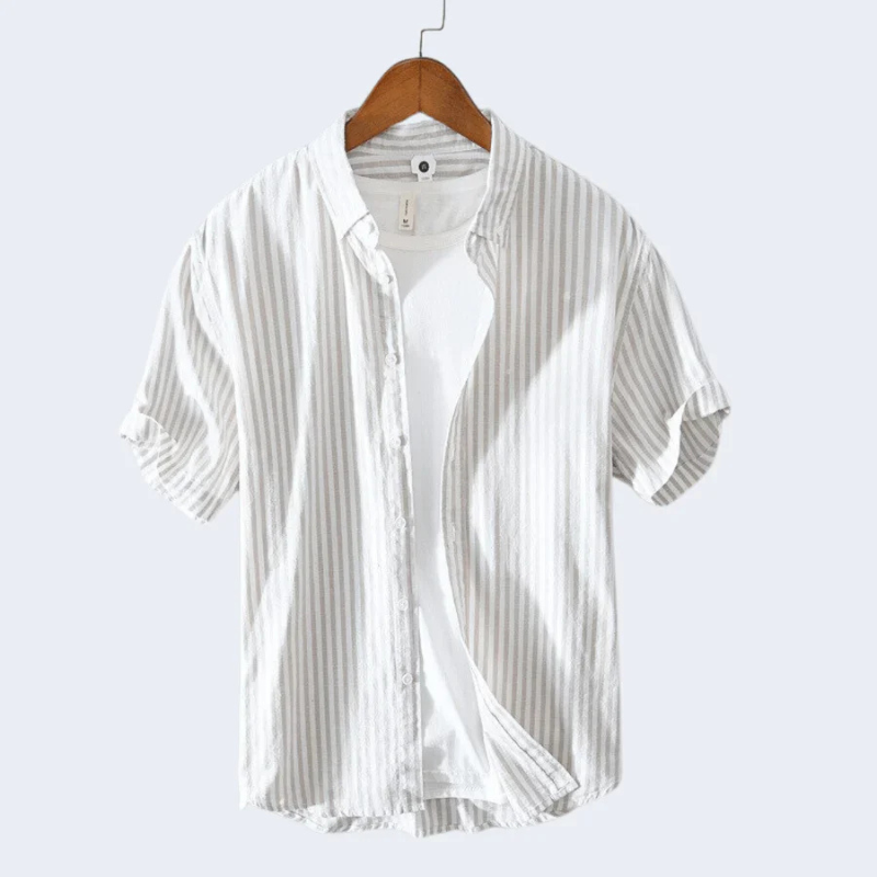 Camisa abotonada de manga corta para hombre - rayas