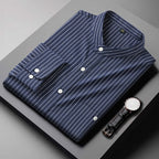 Camisa para hombre de rayas verticales cuello mao estilo casual - Iker