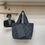 Bolso shopper acolchado de lona para mujer - Sara