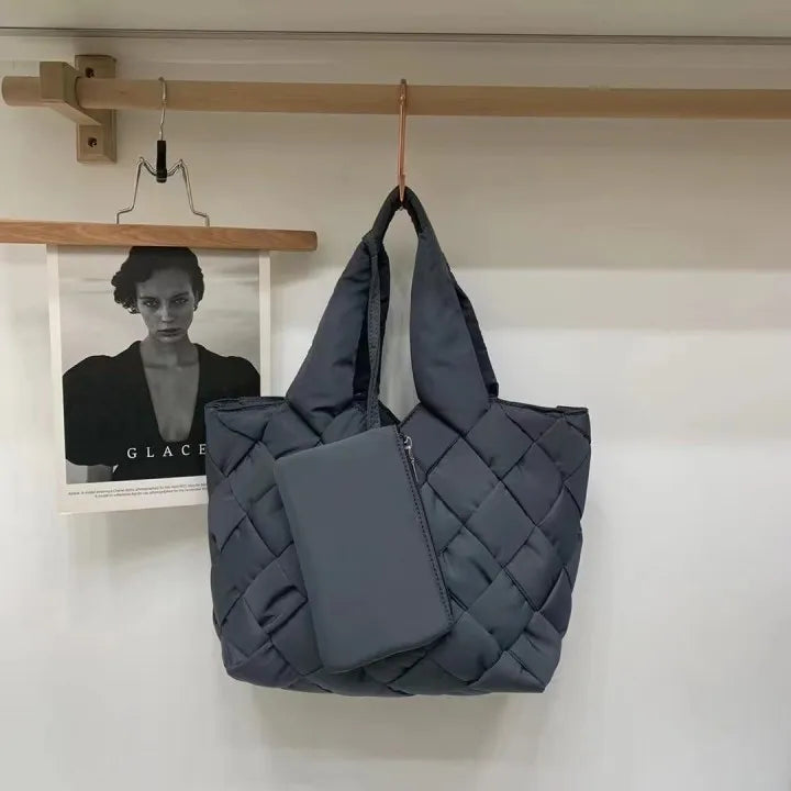 Bolso shopper acolchado de lona para mujer - Sara