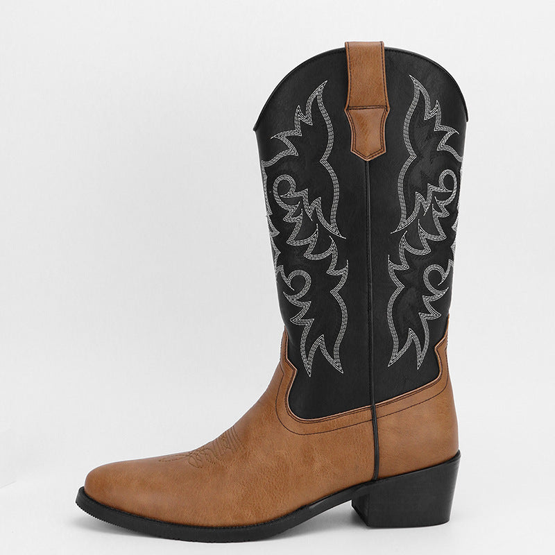 Botas altas bordadas para hombre estilo retro - Kervon