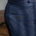 Henry - Pantalón recto de talle alto Nápoles a rayas doradas y plateadas