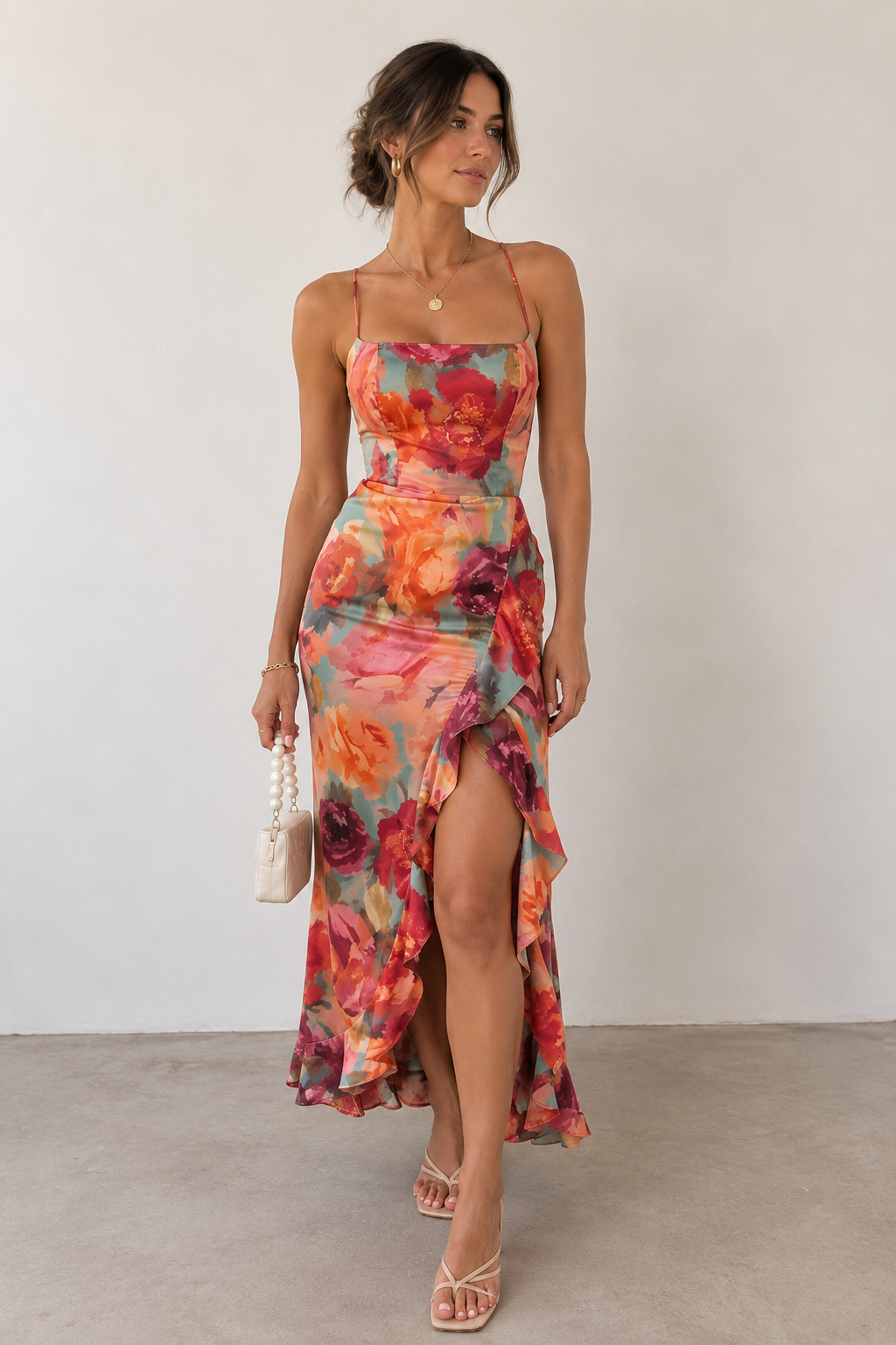 Vestido largo estampado floral para mujer - Elda