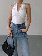 Aliyah - Camiseta de tirantes con escote en V y espalda descubierta