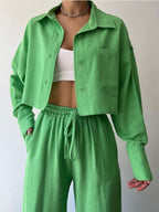 Vilma - Conjunto de dos piezas de camiseta con cuello y cremallera y pantalón con cordón de ajuste