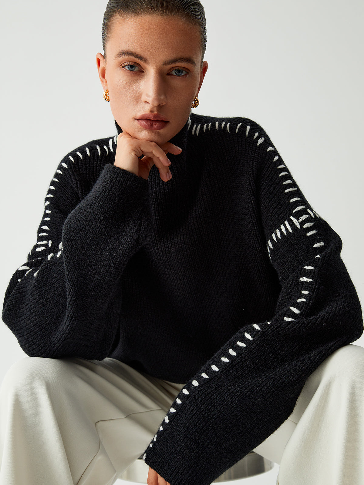 Regina - Moda Jersey oversize de punto holgado