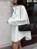 Leah - Camisa oversize de rayas y bolsillos grandes