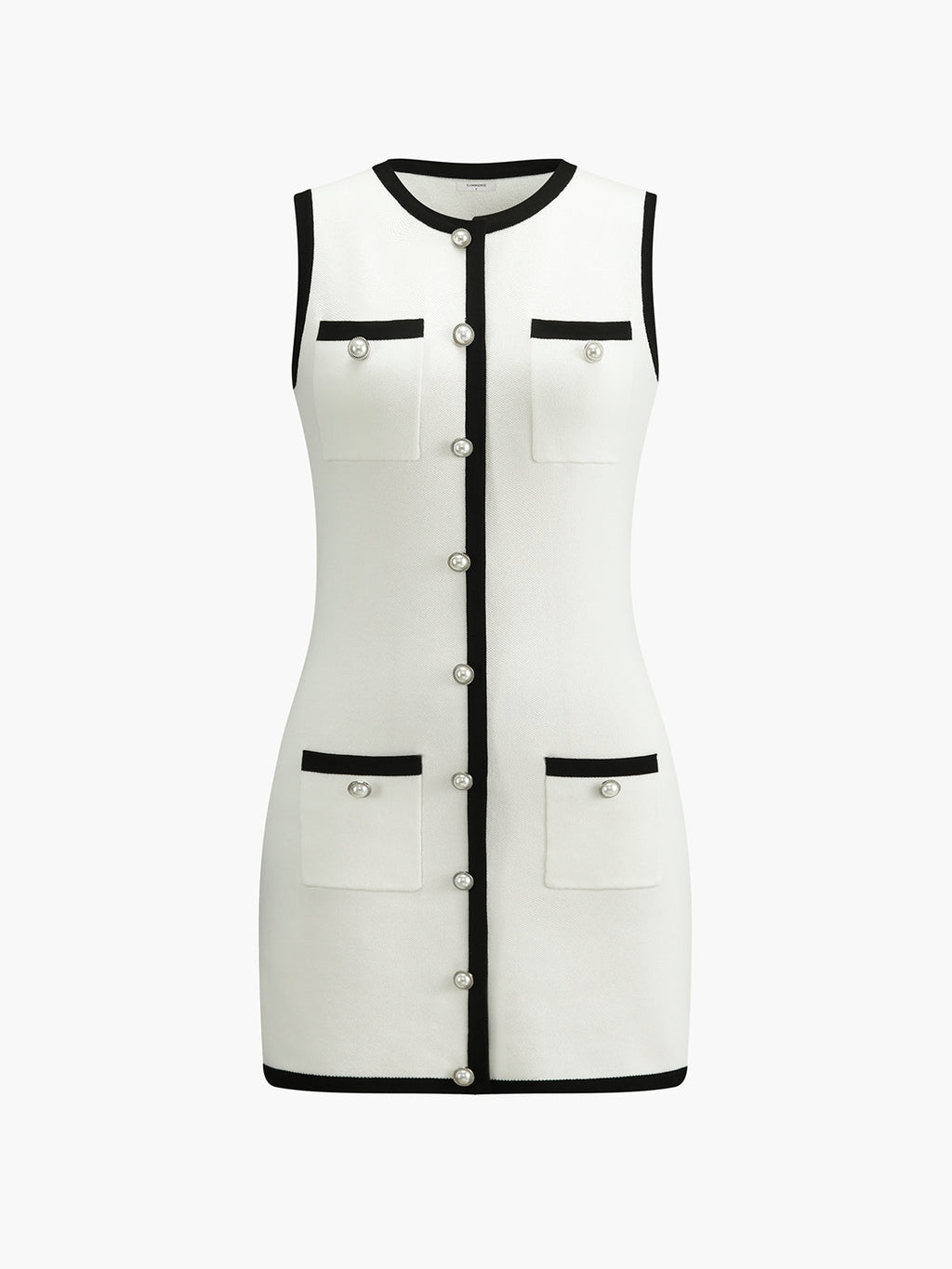 Victoria - Vestido corto sin mangas con botones y bolsillos múltiples