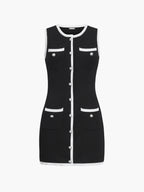 Victoria - Vestido corto sin mangas con botones y bolsillos múltiples