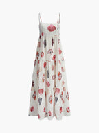 Julia - Vestido estampado con tirantes ajustables y fruncidos