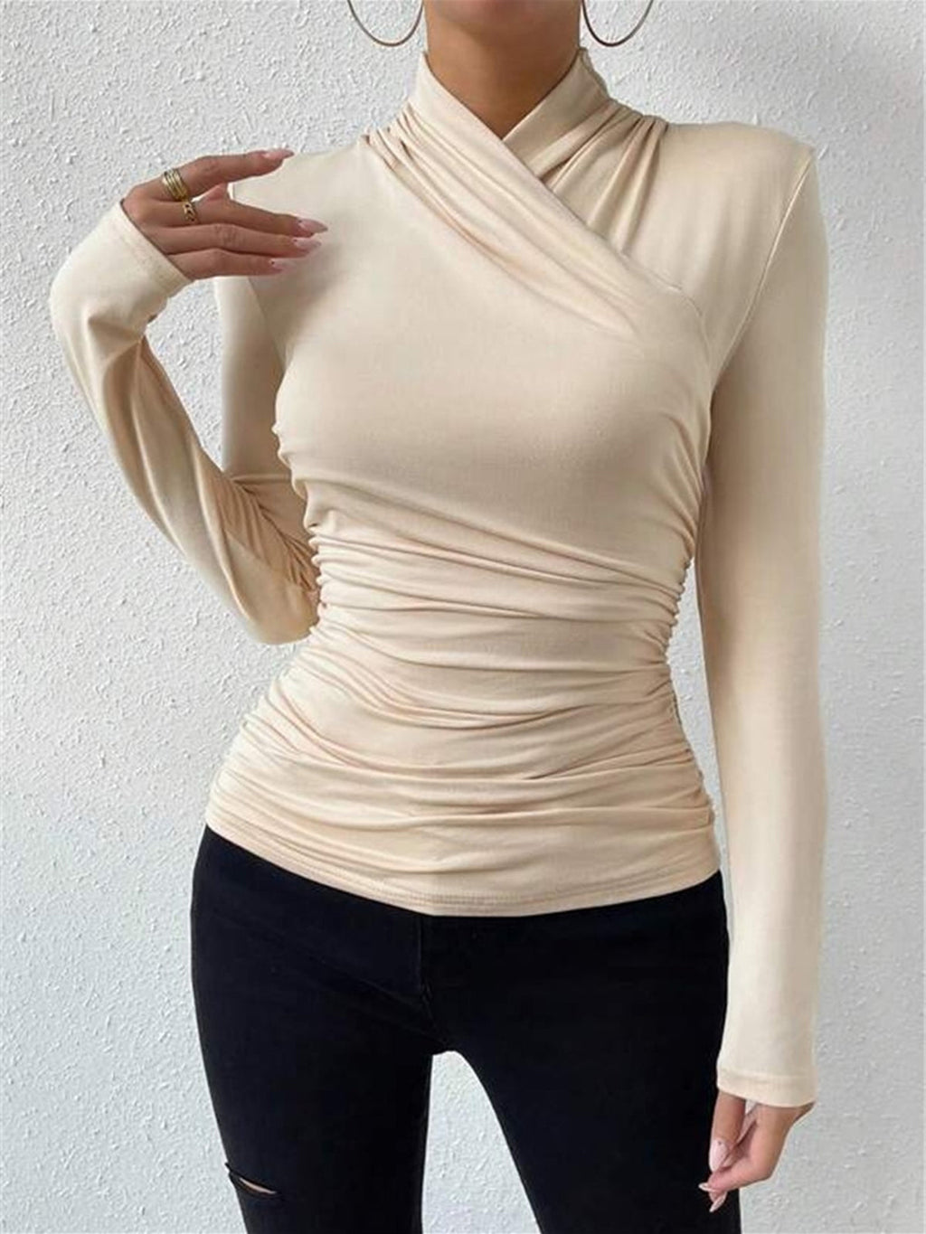 Camiseta de tejido para mujer cuello cruzado - Sigrunel