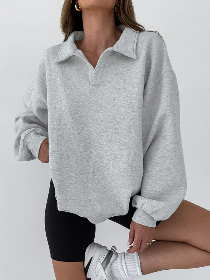Sudadera de felpa para mujer cuello polo - Hildrun