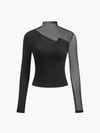 Layla - Camiseta asimétrica de malla transparente