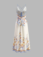 Keira - Vestido largo halter con estampado floral informal