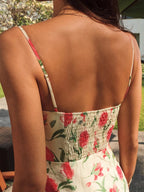 Gisela - Vestido Floral Acanalado con Detalle de Botones