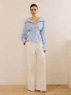 Blusa de mujer de rayas con cuello amplio - Anny